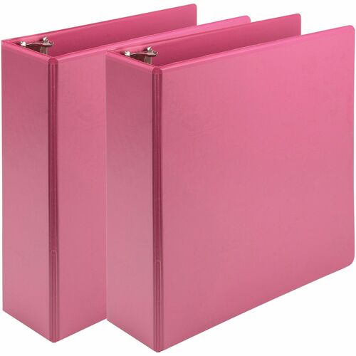 Samsill Earth's Choice Plant-based View Binders - 3" Binder Capacity - Letter - 8 1/2" x 11" Sheet Size - 3 x Round Ring Fastener(s) - 2 Pocket(s) - Chipboard, Polypropylene, Plastic - Berry Pink - Recycled - Durable, Clear Overlay, Non-glare, PVC-free, N