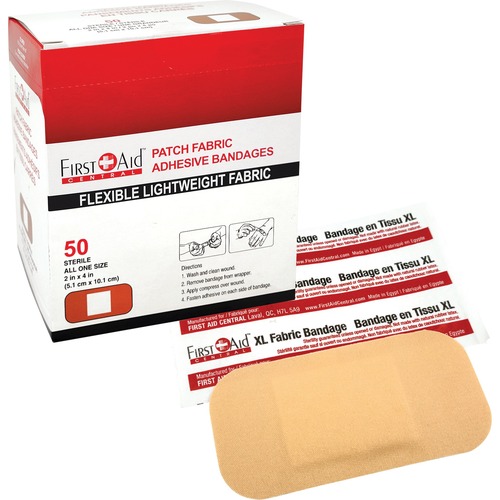 First Aid Central Adhesive Bandage - 50/Box - Fabric