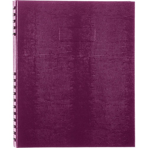 Blueline NotePro Notebook - 300 Sheets - Twin Wirebound - 10.75" (273.05 mm) x 8.50" (215.90 mm) - White Paper - Grape Cover - Self-adhesive Tab, Micro Perforated, Index Sheet, Pocket, Hard Cover - Recycled