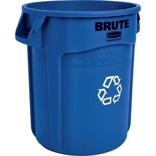 Rubbermaid Commercial Vented BRUTE Recycling 20 Gal Blue - 75.71 L Capacity - Integrated Cinch, Handle, Reinforced, Tear Resistant, Damage Resistant, Contoured Base Handle, Crush Resistant, Fade Resistant, Warp Resistant, Crack Resistant, Vented - 22.9" H