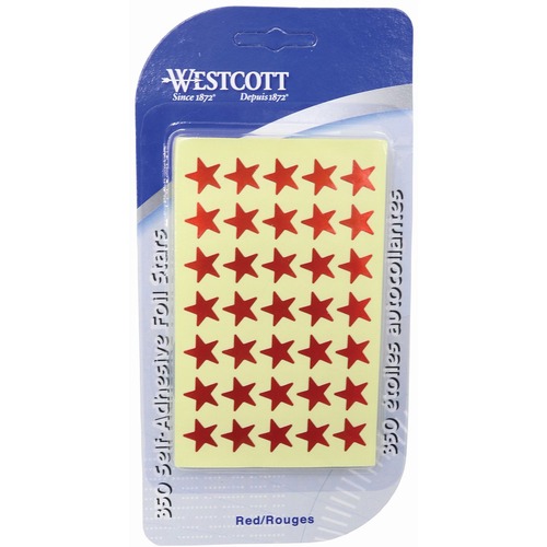 Westcott Red Stars - Star Shape - Easy Peel - Red - 350 / Pack