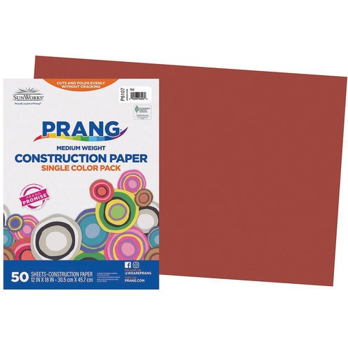 Prang Construction Paper - School Project, Art, Craft - 18" (457.20 mm)Height x 12" (304.80 mm)Width - 50 / Pack - Red