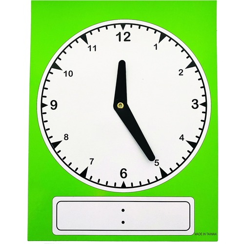 DBLG Import Laminated Paper Education Clock - Skill Learning: Timing - Green, White, Black
