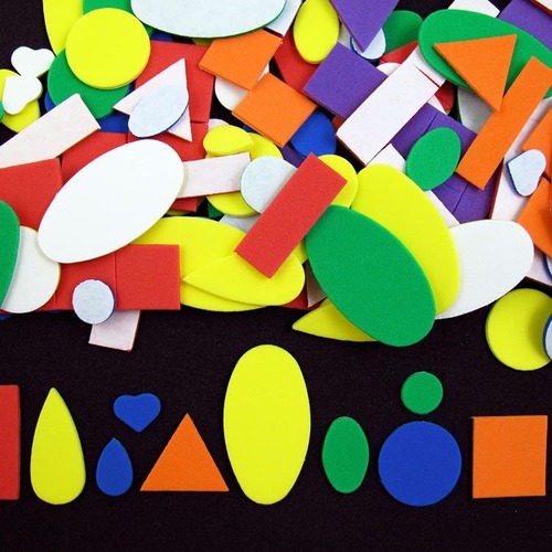 DBLG Import Self-Adhesive Foam Geometric Shapes - Fun and Learning - 72 / Pack - Assorted - Foam