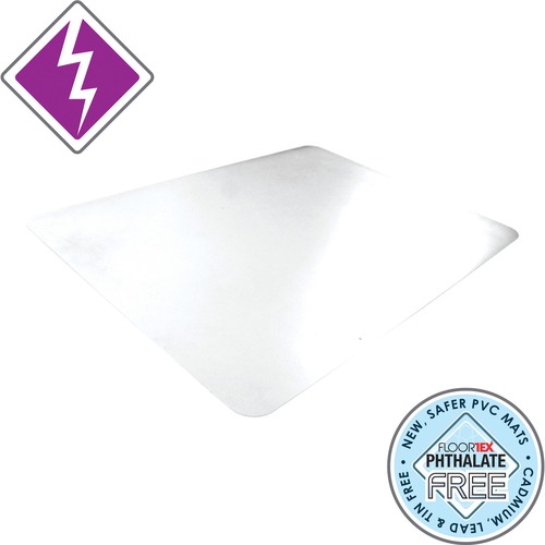 Floortex Desk Mat - 18" (457.20 mm) Width x 12" (304.80 mm) Depth - Polyvinyl Chloride (PVC) - Clear