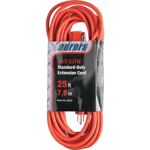 Aurora Tools Power Extension Cord - 125 V15 A - Orange - 25 ft Cord Length