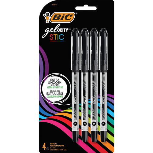 BIC Gel-ocity Gel Pen - Black - 4 / Pack