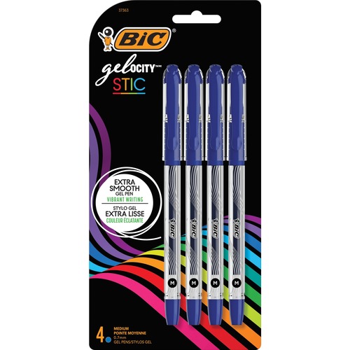 BIC Gel-ocity Gel Pen - Blue - 4 / Pack