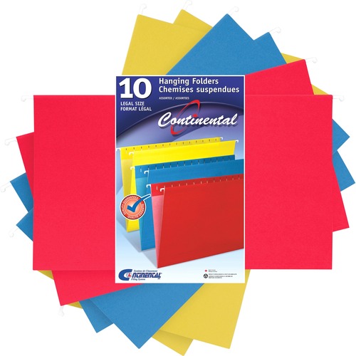 Continental Legal Recycled Hanging Folder - Steel, Nylon - Assorted - 10 / Pack