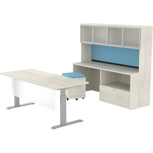 HDL Innovations Office Furniture Suite - 72" x 30" x 51" Desk - Material: Glass, Plexiglass - Finish: Winter Wood, Frosted