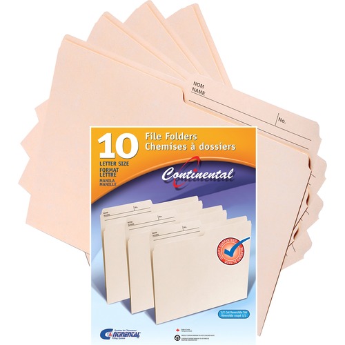 Continental 1/2 Tab Cut Letter Recycled Presentation Folder - 8 1/2" x 11" - Manila - 10 / Pack
