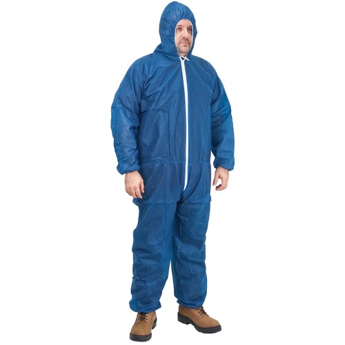 SCN Zenith Protective Coverall - Recommended for: Food Processing, Laboratory, Pharmaceutical, Warehouse, Maintenance, Manufacturing, Assembly - Medium Size - Dust, Liquid Protection - Zipper Closure - Polypropylene - Dark Blue - Breathable, Comfortable, 