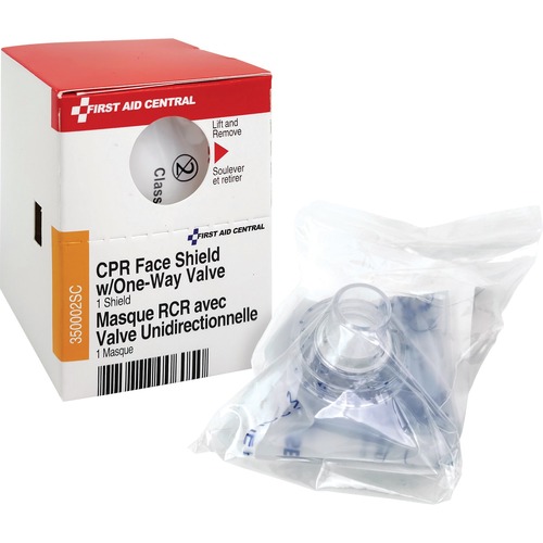 First Aid Central CPR Face Shield with One-Way Valve - 1 Piece - CPR Mask and Face Shield - FXX350002SC