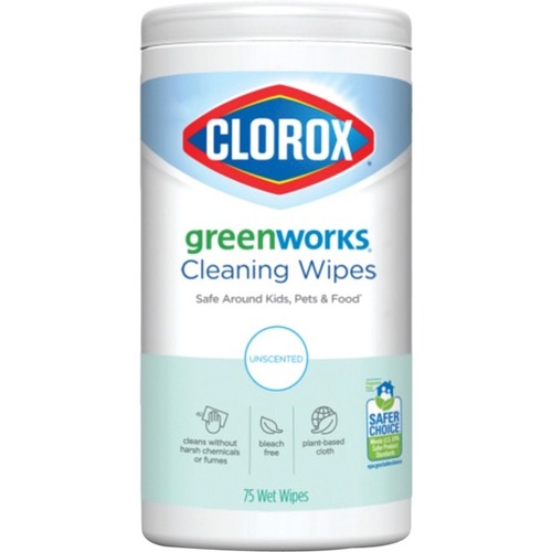 Green Works Cleaning Wipes - Unscented - 75 / Tub - Cleaning Wipes - CLO5550055873