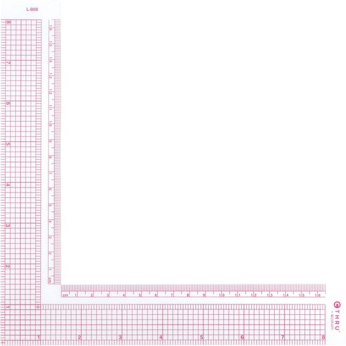 Westcott 8"/17cm L-Square Inch/Metric (L-808) - 1/16 Graduations - Imperial, Metric Measuring System - Plastic - 1 - Pink