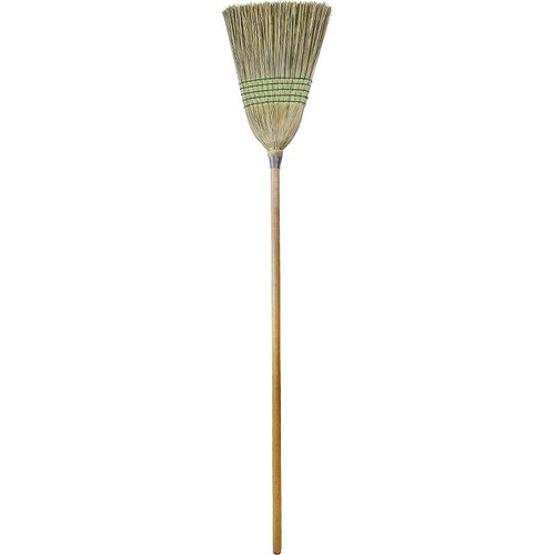 Globe Housekeeper Corn Broom, Heavy-Duty 5 String - 1.13" (28.58 mm) Handle Diameter - 54" (1371.60 mm) Overall Length - Lacquered Wood Handle - 12 / Pack