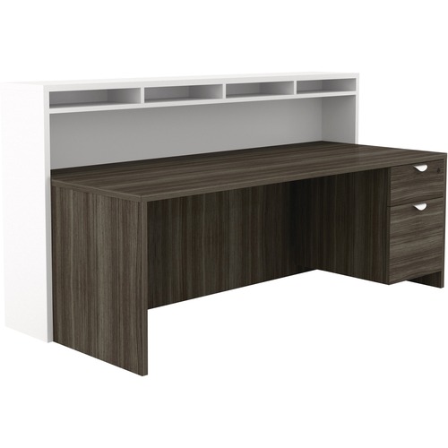 Heartwood Innovations Reception Desk - Band Edge - Material: Laminate - Finish: Gray Dusk, Pure White