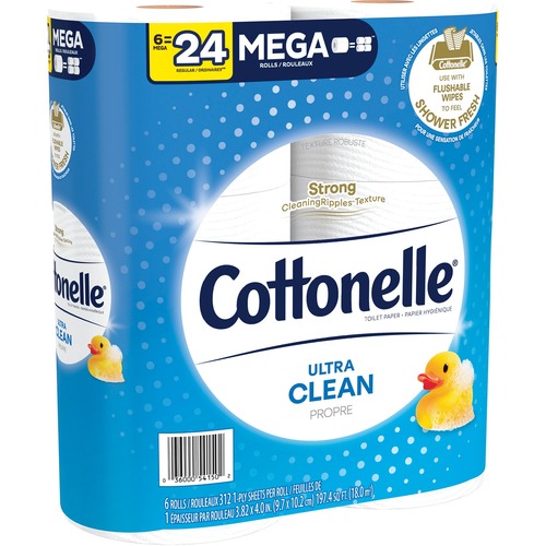 Cottonelle Ultra CleanCare Bathroom Tissue - White - For Bathroom - 6 / Pack
