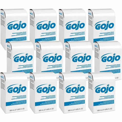 GOJO® Premium Lotion Hand Soap Refills, Waterfall Fragrance, 800 mL, Case Of 12 Refills - Waterfall ScentFor - 27.1 fl oz (800 mL) - Kill Germs, Bacteria Remover, Dirt Remover - Hand, Skin - Moisturizing - Bio-based, Dye-free - 12 / Case