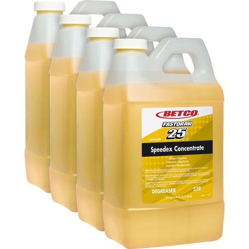 Betco Speedex Heavy Duty Degreaser - FASTDRAW 25 - Concentrate - 67.6 fl oz (2.1 quart) - Lemon Scent - 4 / Carton - Water Soluble, Deodorize, Fast Acting - Light Amber