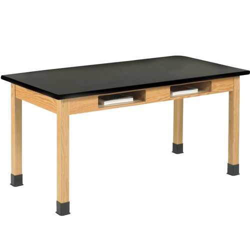 Diversified Spaces PerpetuLab Wooden Leg Science Table with Plain Apron - For - Table TopBlack Rectangle Top - Square Leg Base - 4 Legs - 500 lb Capacity x 48" Table Top Width x 24" Table Top Depth x 1.25" Table Top Thickness - 30" Height - Assembly Requi