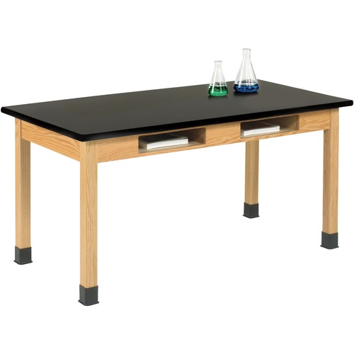 Diversified Spaces PerpetuLab Wooden Leg Science Table with Plain Apron - For - Table TopBlack Rectangle Top - Square Leg Base - 4 Legs - 500 lb Capacity x 60" Table Top Width x 30" Table Top Depth x 1.25" Table Top Thickness - 30" Height - Assembly Requi