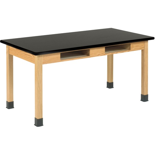 Diversified Spaces PerpetuLab Wooden Leg Science Table with Plain Apron - Black Rectangle Top - Square Leg Base - 4 Legs - 500 lb Capacity x 54" Table Top Width x 24" Table Top Depth x 1.25" Table Top Thickness - 30" Height - Assembly Required - High Pres
