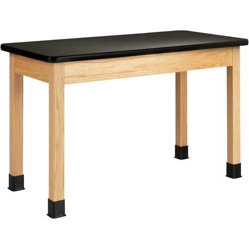 Diversified Spaces PerpetuLab Wooden Leg Science Table with Plain Apron - Black Rectangle Top - Square Leg Base - 4 Legs - 500 lb Capacity x 48" Table Top Width x 24" Table Top Depth x 1.25" Table Top Thickness - 30" Height - Assembly Required - High Pres