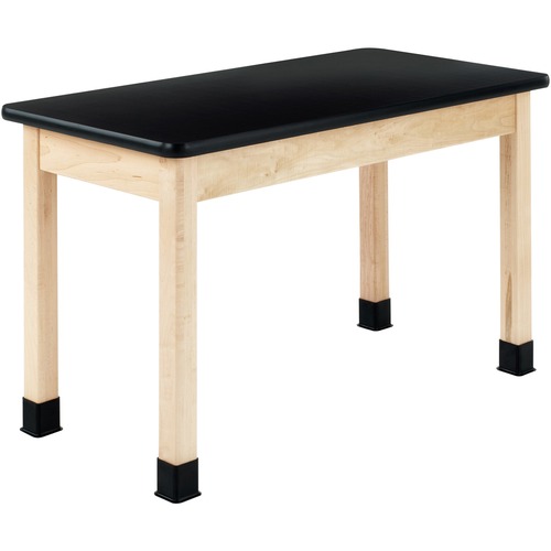 Diversified Spaces PerpetuLab Wooden Leg Science Table with Plain Apron - High Pressure Laminate (HPL) Rectangle, Black Top - Square Leg Base - 4 Legs - 500 lb Capacity - 48" Table Top Width x 24" Table Top Depth - 36" HeightAssembly Required - 1 Each