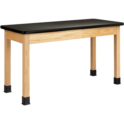 Diversified Spaces PerpetuLab Wooden Leg Science Table with Plain Apron - High Pressure Laminate (HPL) Rectangle, Black Top - Square Leg Base - 4 Legs - 500 lb Capacity - 54" Table Top Width x 24" Table Top Depth - 30" HeightAssembly Required - 1 Each