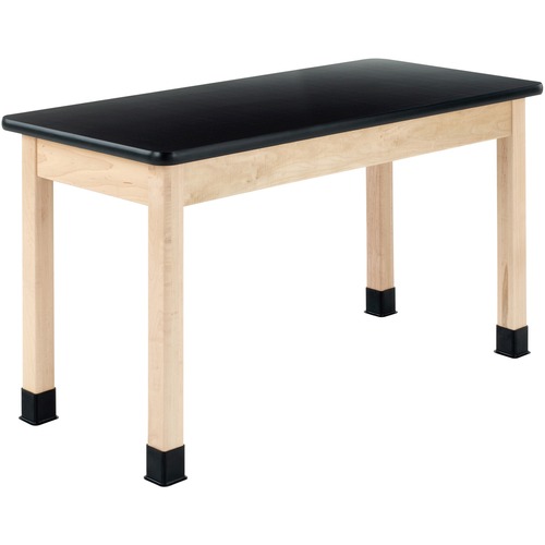 Diversified Spaces PerpetuLab Wooden Leg Science Table with Plain Apron - High Pressure Laminate (HPL) Rectangle, Black Top - Square Leg Base - 4 Legs - 500 lb Capacity - 54" Table Top Width x 24" Table Top Depth - 30" HeightAssembly Required - 1 Each