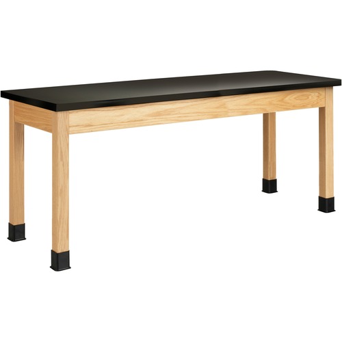 Diversified Spaces PerpetuLab Wooden Leg Science Table with Plain Apron - High Pressure Laminate (HPL) Rectangle, Black Top - Square Leg Base - 4 Legs - 500 lb Capacity - 72" Table Top Width x 24" Table Top Depth - 30" HeightAssembly Required - 1 Each