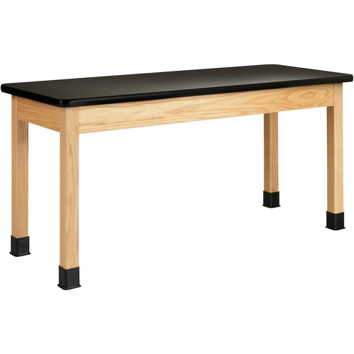 Diversified Spaces PerpetuLab Wooden Leg Science Table with Plain Apron - High Pressure Laminate (HPL) Rectangle, Black Top - Square Leg Base - 4 Legs - 500 lb Capacity - 60" Table Top Width x 24" Table Top Depth - 30" HeightAssembly Required - 1 Each