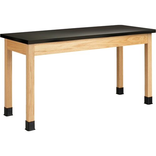 Diversified Spaces PerpetuLab Wooden Leg Science Table with Plain Apron - High Pressure Laminate (HPL) Rectangle, Black Top - Square Leg Base - 4 Legs - 500 lb Capacity - 60" Table Top Width x 24" Table Top Depth - 36" HeightAssembly Required - 1 Each