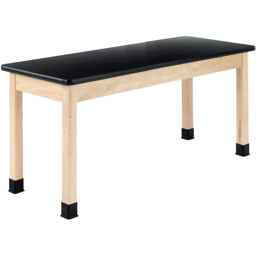 Diversified Spaces PerpetuLab Wooden Leg Science Table with Plain Apron - High Pressure Laminate (HPL) Rectangle, Black Top - Square Leg Base - 4 Legs - 500 lb Capacity - 60" Table Top Width x 24" Table Top Depth - 30" HeightAssembly Required - 1 Each