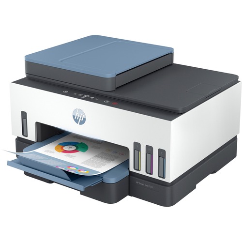 HP Smart Tank 7602 Wireless Inkjet Multifunction Printer - Color - White - Copier/Fax/Printer/Scanner - 4800 x 1200 dpi Print - Automatic Duplex Print - Up to 6000 Pages Monthly - Color Flatbed Scanner - 1200 dpi Optical Scan - Color Fax - Gigabit Etherne
