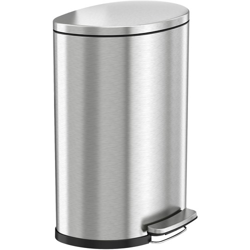 HLS Commercial Fire-Rated Soft Step Trash Can - 13.20 gal Capacity - Pedal Control, Handle, Durable, Smooth, Lid Closure, Fingerprint Proof, Fire Retardant, Removable Inner Bin - 26" Height x 18.5" Width x 12.5" Depth - Stainless Steel - Silver - 1 Each