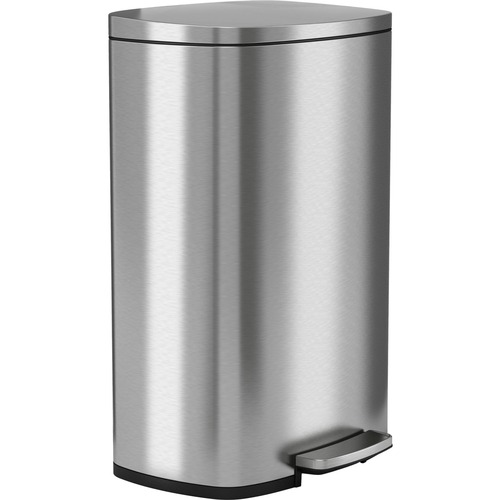 HLS Commercial Fire-Rated Soft Step Trash Can - 13.20 gal Capacity - Pedal Control, Handle, Durable, Smooth, Lid Closure, Fingerprint Proof, Fire Retardant, Removable Inner Bin - 26" Height x 16.8" Width - Stainless Steel - Silver - 1 Each