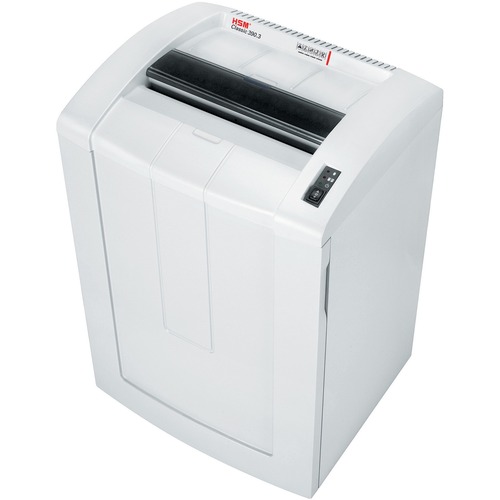 HSM Classic 390.3 - 1/32" x 3/16" + External Autom. Oiler - Continuous Shredder - Particle Cut - 7 Per Pass - for shredding Paper, Staples, Paper Clip - 0.031" x 0.188" Shred Size - P-7/F-3 - 15.75" Throat - 39.10 gal Wastebin Capacity - Light Gray