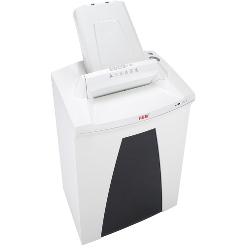 HSM SECURIO AF500 - 1/16" x 5/8" - Continuous Shredder - Particle Cut - 11 Per Pass - for shredding Staples, Paper, Paper Clip, Credit Card - 0.188" x 1.250" Shred Size - P-5/T-5/E-4/F-2 - 9.45" Throat - 21.70 gal Wastebin Capacity - White