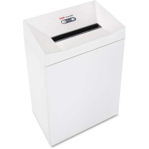HSM Pure 530 - 3/16" x 1 1/8" - Continuous Shredder - Particle Cut - 16 Per Pass - for shredding Staples, Paper, Paper Clip, Credit Card, CD, DVD - 0.188" x 1.125" Shred Size - P-4/O-3/T-4/E-3/F-1 - 11.81" Throat - 21.10 gal Wastebin Capacity - White - TA