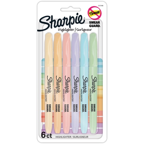 Sharpie Accent Highlighters w/Smear Guard - Chisel Marker Point Style - Assorted - 6 / Dozen