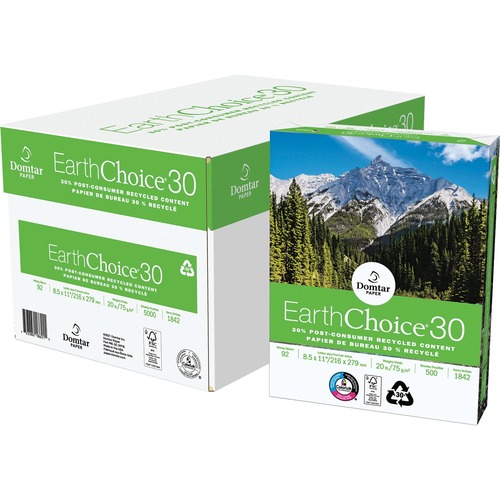 Spicers EarthChoice 30 Office Paper FSC - 92 Brightness - Letter - 8 1/2" x 11" - 20 lb Basis Weight - 75 g/m² Grammage - Smooth - 500 / Pack - 500 ( - Ream per Case)FSC - ColorLok Technology, Fast-drying