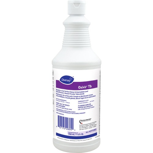 Diversey Oxivir Tb RTU - Ready-To-Use Spray - 32 fl oz (1 quart) - Characteristic Scent - 12 / Case - Clear