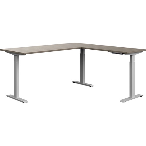 Offices To Go Ionic Height Adjustable L-shaped Workstation 70"W x 70"D Absolute Acajou finish - 70" x 70" - Finish: Absolute Acajou