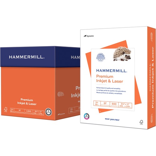 Spicers Hammermill Multipurpose Paper - 97 Brightness - Letter - 8 1/2" x 11" - 24 lb Basis Weight - 500 / Pack - 500 ( - Ream per Case)FSC