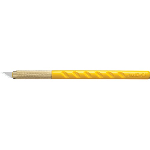 Olfa - Carbon Steel Blade - Contoured Grip, Acetone Resistant, Textured Grip - Yellow
