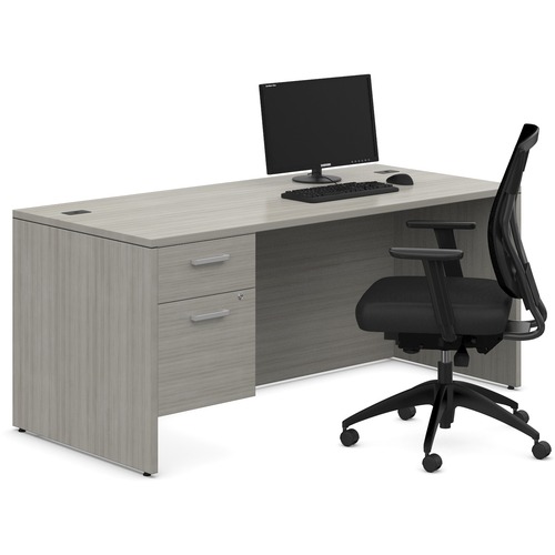 Offices To Go Ionic Single Pedestal Desk 60"W x 30"D x 29"H Noce Grigio - 60" x 30" x 29" - 2 x File, Box Drawer(s) - Single Pedestal - Finish: Noce Grigio