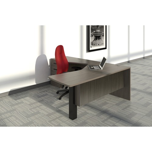 Global Zira Right Hand L-shaped Workstation Absolute Acajou - 84" x 72" x 29.5" - Box, File Drawer(s) - Material: Laminate - Finish: Absolute Acajou