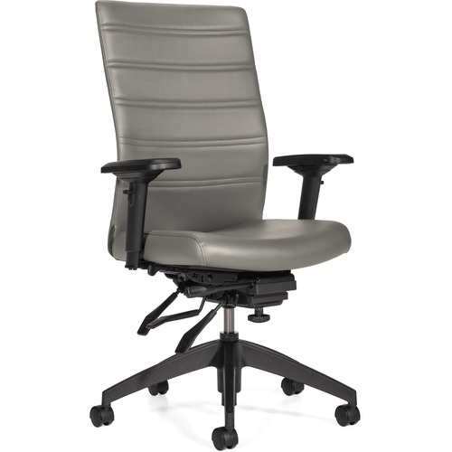 Basics Elora Chair - High Back - Light Gray - Leather, Luxhide - Armrest